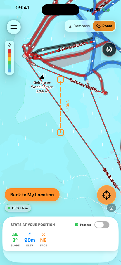 2D map colored by the Wind Field layer, showing terrain-adjusted wind exposure
