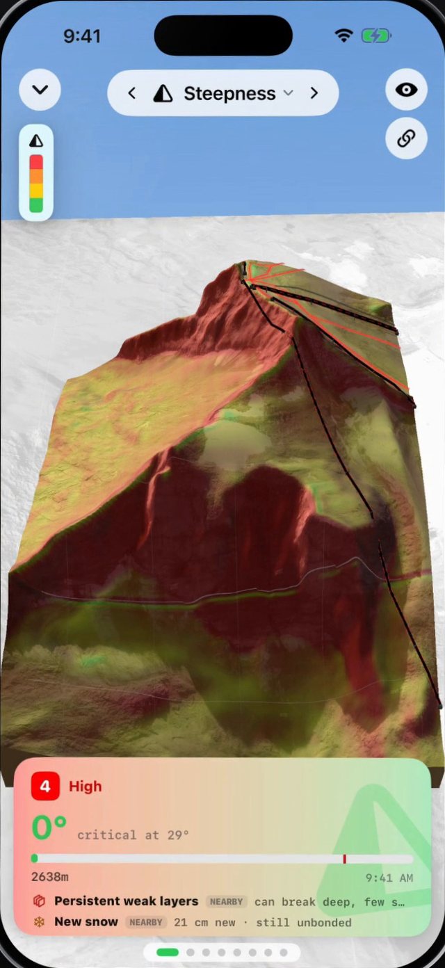 The shot in 3D with the Steepness layer