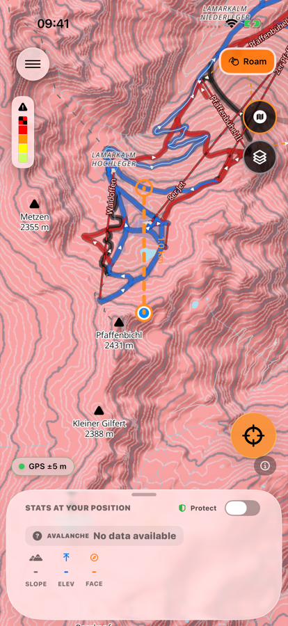 Weather radar nowcast over Hintertux with an hourly scrubber