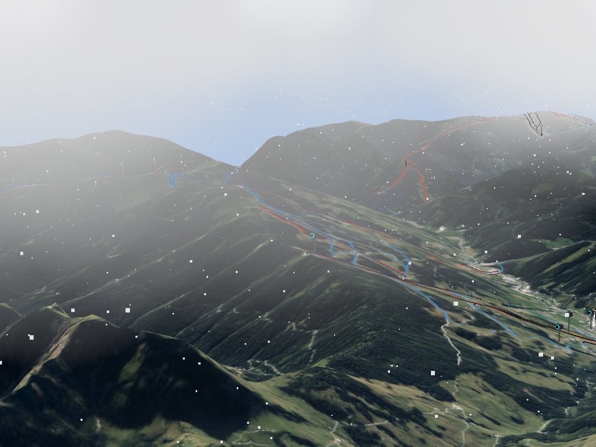 3D terrain render of Skicircus Saalbach-Hinterglemm Leogang Fieberbrunn