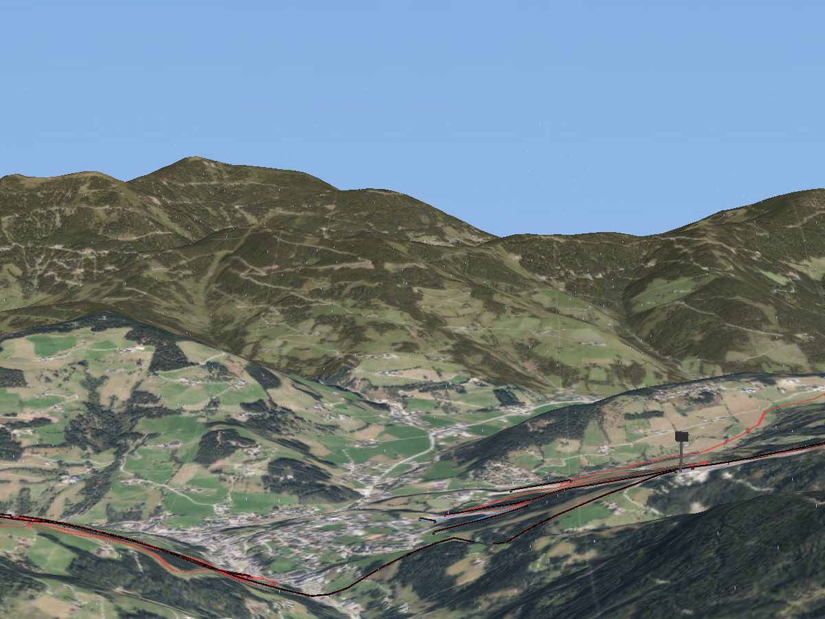 3D terrain render of Snow Space Salzburg